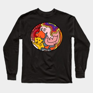 colorful duck with miniature cat Long Sleeve T-Shirt